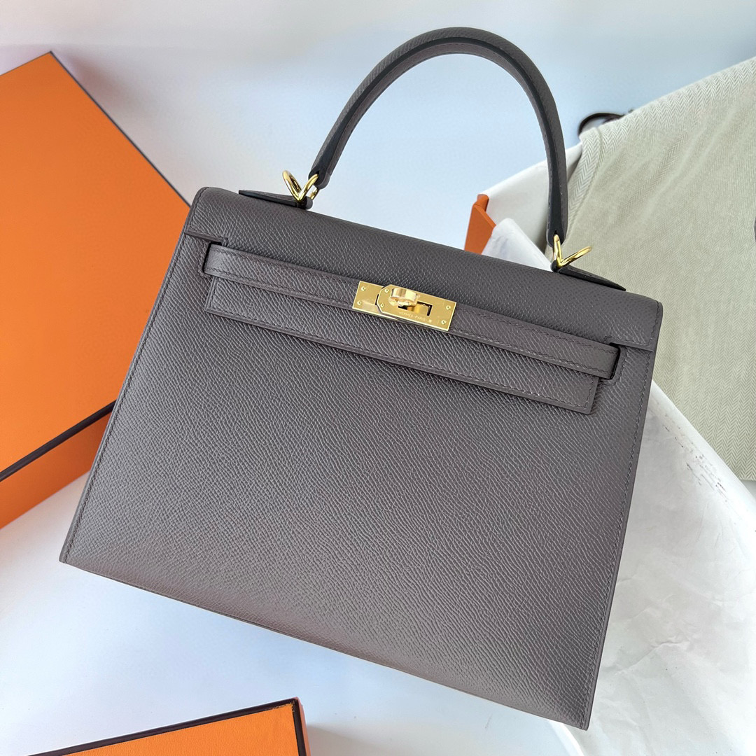 愛馬仕凱莉25包價格 Hermes Kelly 25 Epsom Etain 錫器灰 Golden Hardware