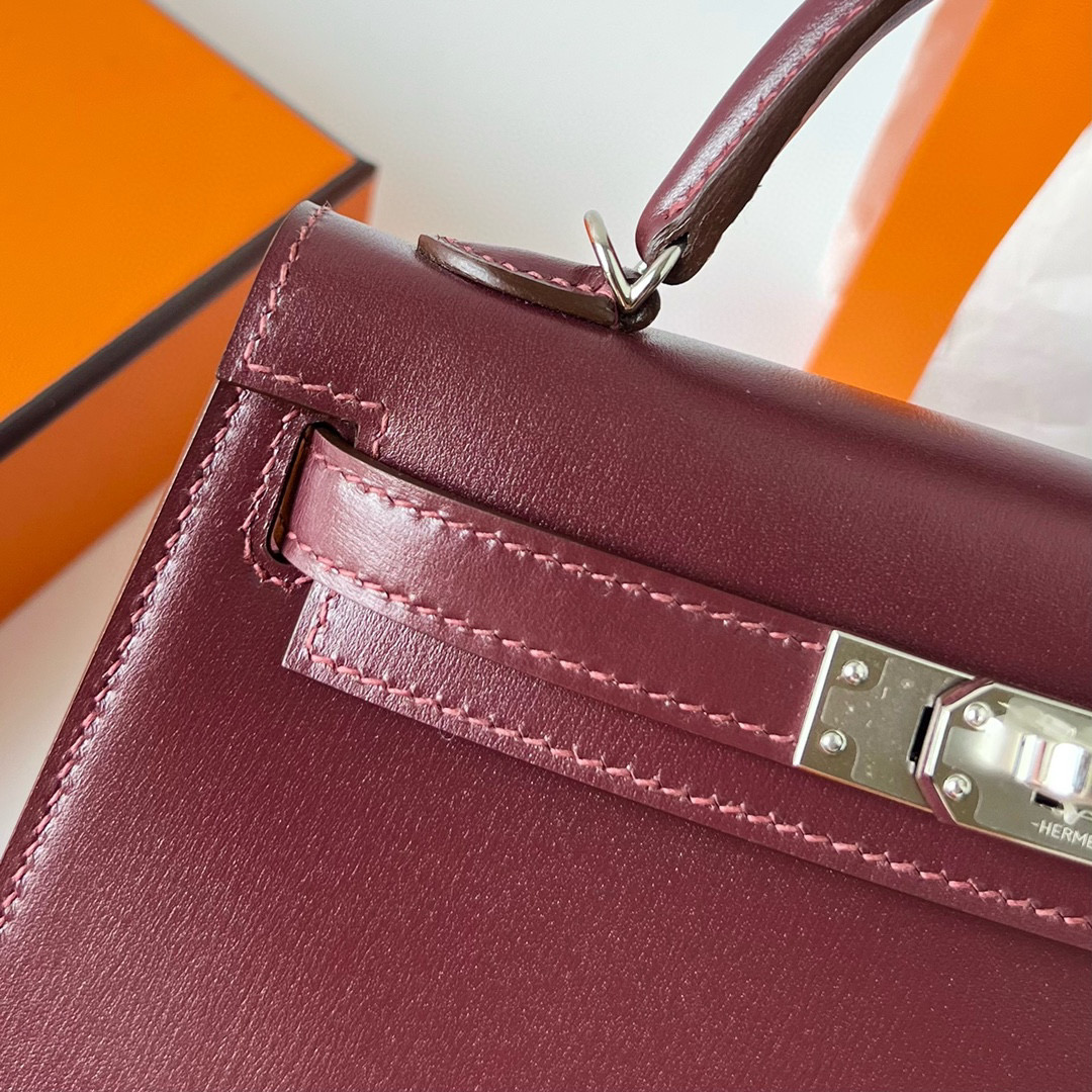 愛馬仕凱莉迷你多少錢 Hermes Kelly Mini II Boxcalf 波爾多酒紅 Bordeaux