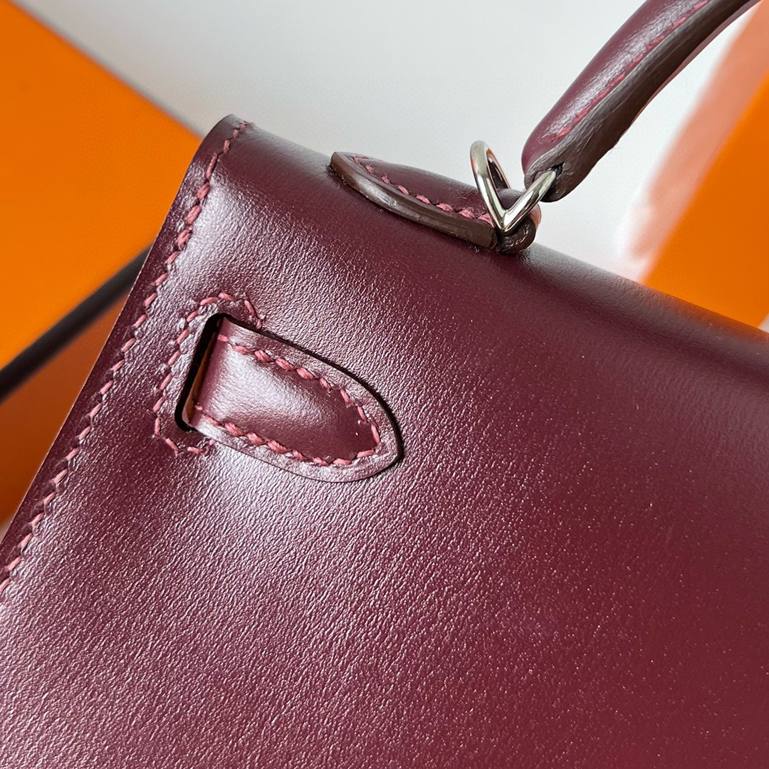 愛馬仕凱莉迷你多少錢 Hermes Kelly Mini II Boxcalf 波爾多酒紅 Bordeaux