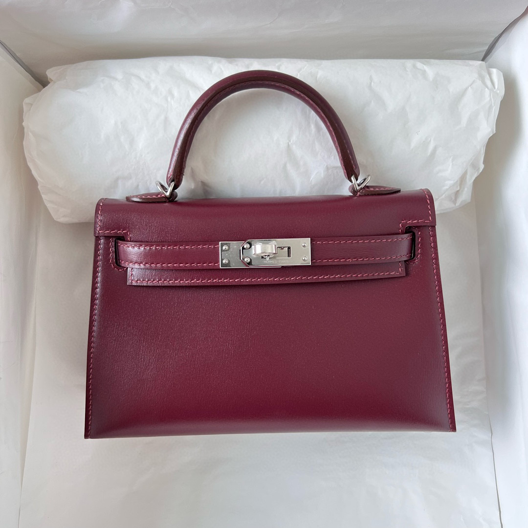 愛馬仕凱莉迷你多少錢 Hermes Kelly Mini II Boxcalf 波爾多酒紅 Bordeaux