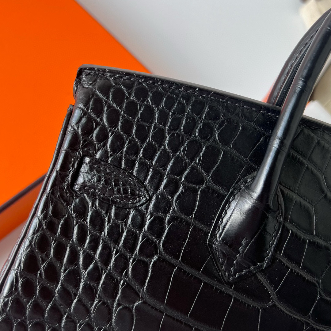 愛馬仕鉑金包經典尺寸 Hermes Birkin 25 Matte Alligator Crocodile Noir Golden Hardware