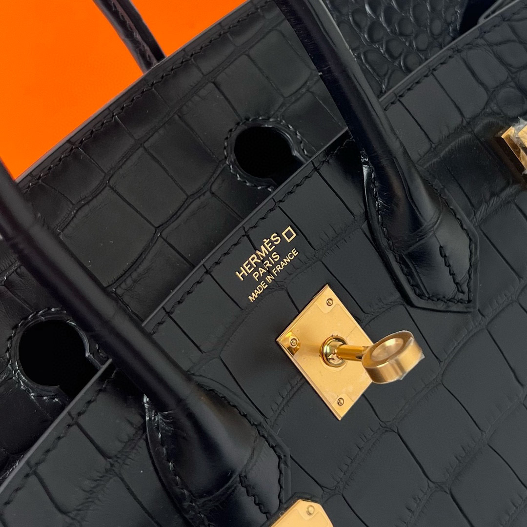 愛馬仕鉑金包經典尺寸 Hermes Birkin 25 Matte Alligator Crocodile Noir Golden Hardware