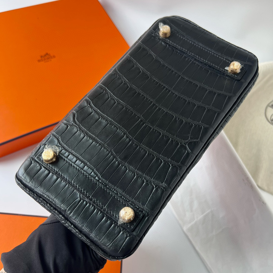 愛馬仕鉑金包經典尺寸 Hermes Birkin 25 Matte Alligator Crocodile Noir Golden Hardware