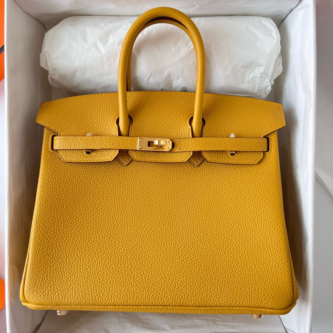 愛馬仕鉑金包鎖掛法 Hermes Birkin 25 Togo Jaune Ambe 琥珀黃 Golden Hardware