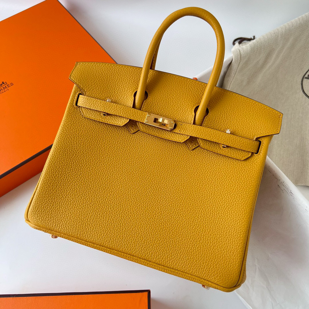 愛馬仕鉑金包鎖掛法 Hermes Birkin 25 Togo Jaune Ambe 琥珀黃 Golden Hardware