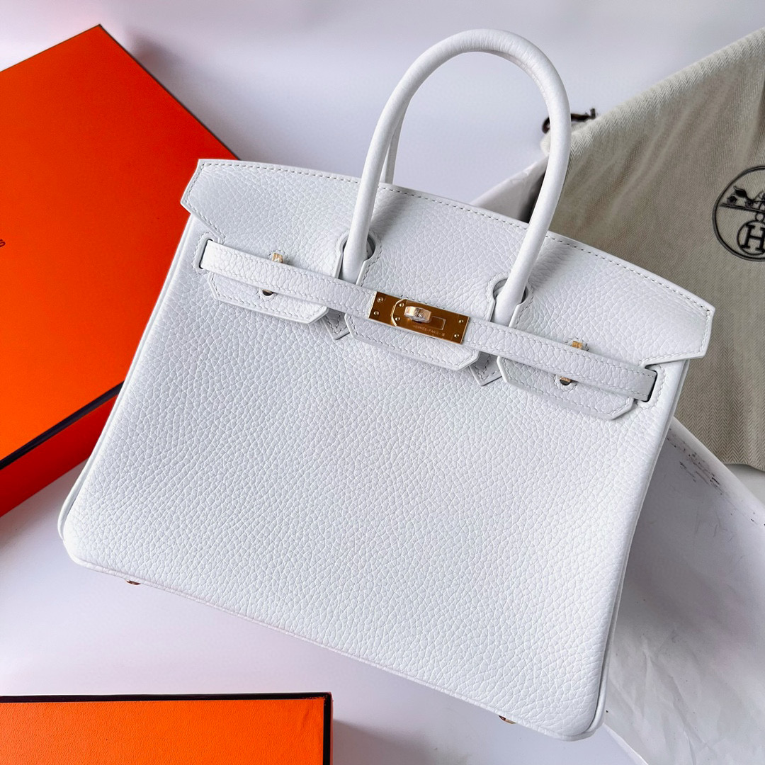 愛馬仕鉑金包真假對比 Hermes Birkin 25 Clemence 純白色內拼檸檬黃拉絲金扣