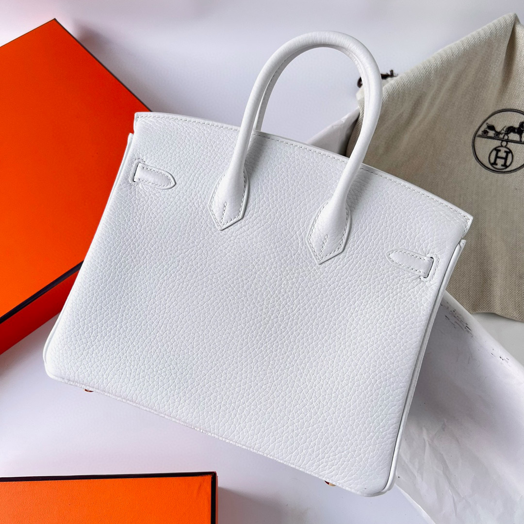 愛馬仕鉑金包真假對比 Hermes Birkin 25 Clemence 純白色內拼檸檬黃拉絲金扣