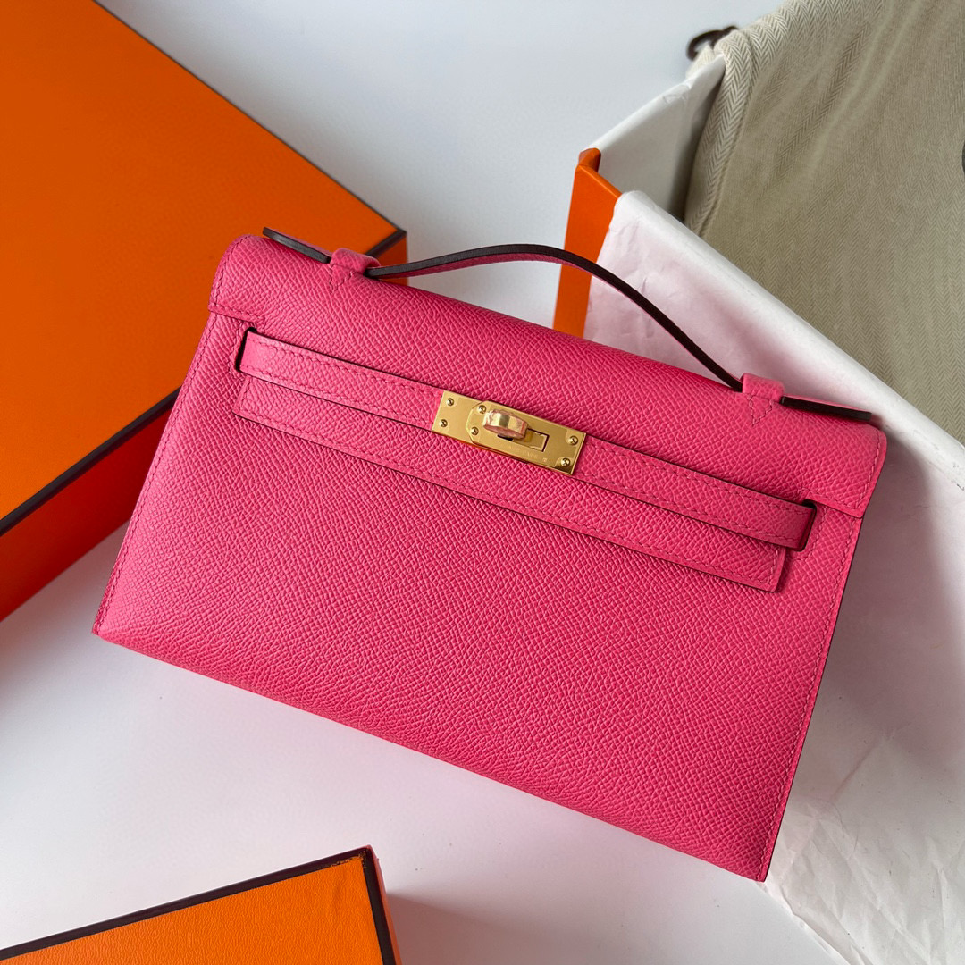 愛馬仕凱莉迷你多少錢 Hermes Price Kelly Pochette Epsom 8W Rose Azalee 新唇膏粉