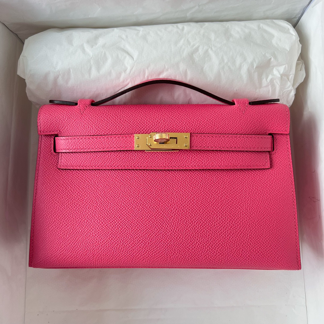 愛馬仕凱莉迷你多少錢 Hermes Price Kelly Pochette Epsom 8W Rose Azalee 新唇膏粉