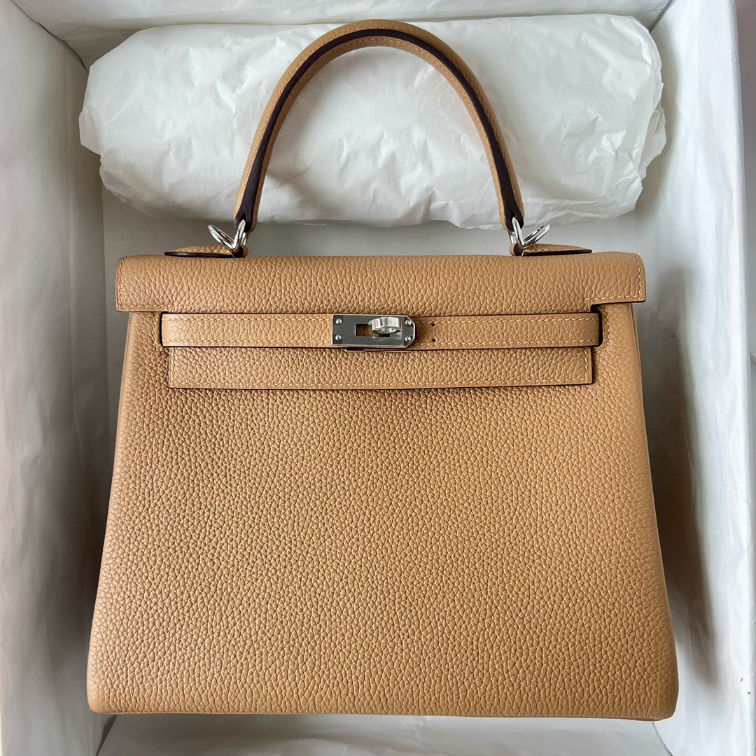 愛馬仕 Hermes Kelly Retourne 25cm Togo 0M Chai 瑪薩拉茶色