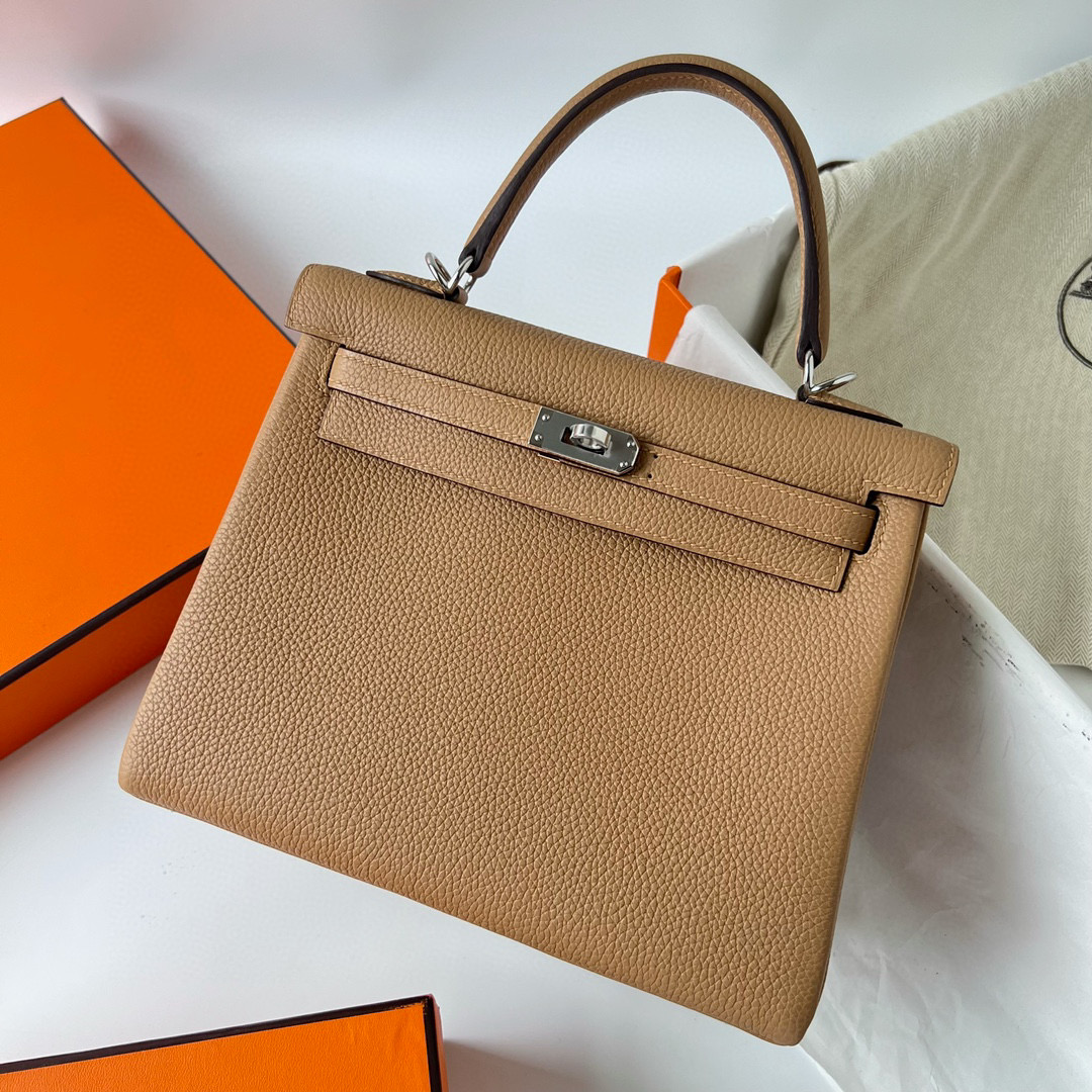 愛馬仕 Hermes Kelly Retourne 25cm Togo 0M Chai 瑪薩拉茶色