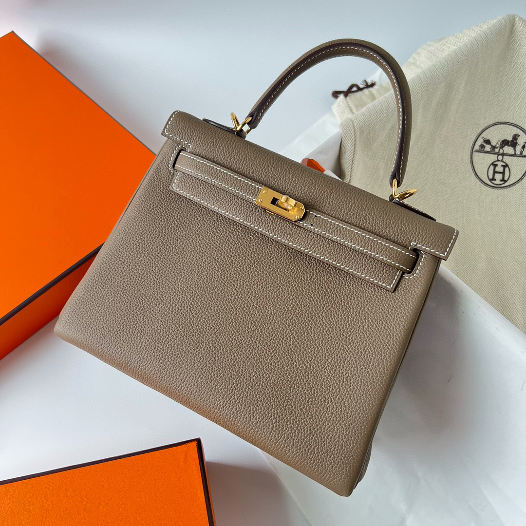 愛馬仕 Hermes Kelly Retourne 25 Togo Etoupe 大象灰 Golden Hardware