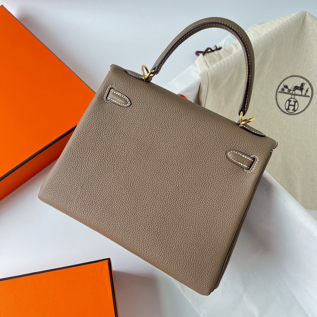 愛馬仕 Hermes Kelly Retourne 25 Togo Etoupe 大象灰 Golden Hardware