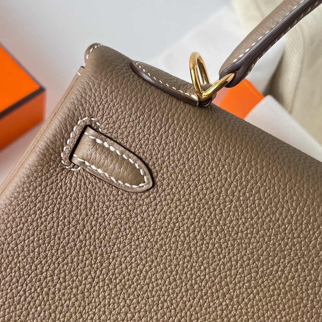 愛馬仕 Hermes Kelly Retourne 25 Togo Etoupe 大象灰 Golden Hardware