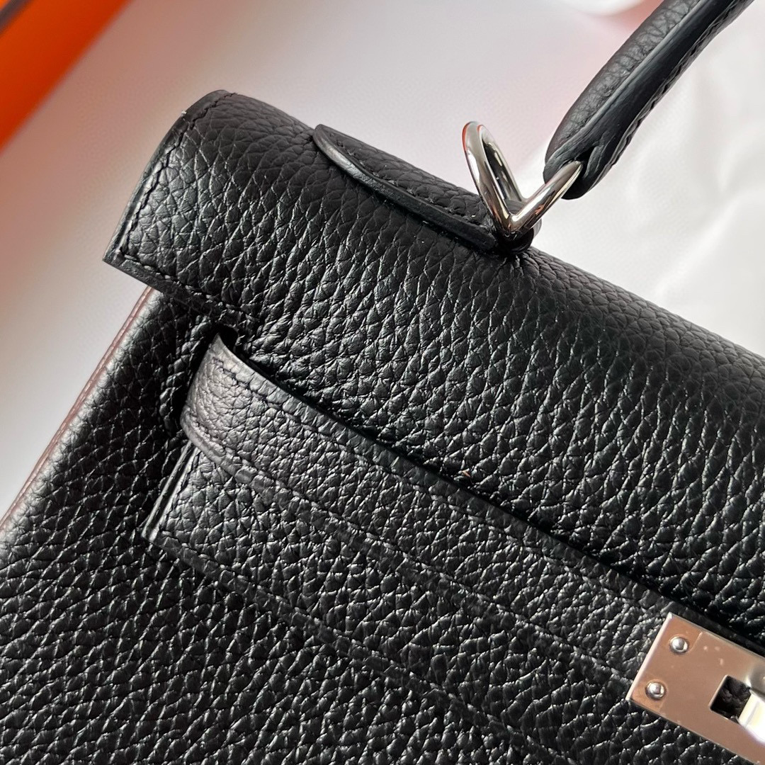 愛馬仕 Hermes Kelly Retourne 25 Togo 89 Noir 黑色 銀色五金