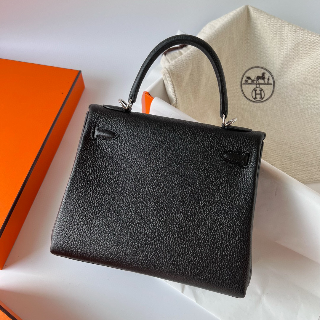 愛馬仕 Hermes Kelly Retourne 25 Togo 89 Noir 黑色 銀色五金