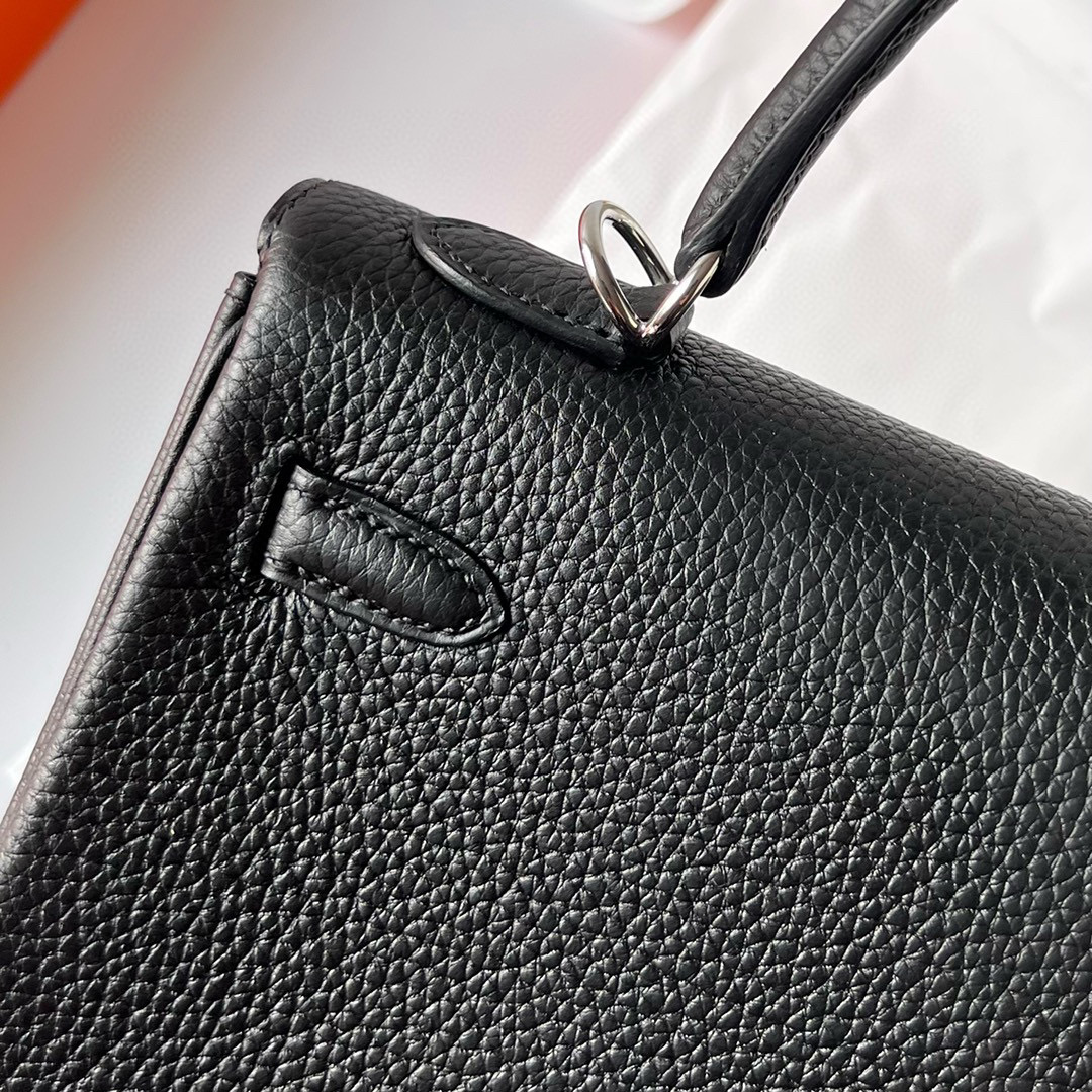 愛馬仕 Hermes Kelly Retourne 25 Togo 89 Noir 黑色 銀色五金