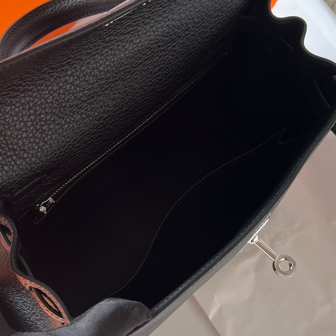 愛馬仕 Hermes Kelly Retourne 25 Togo 89 Noir 黑色 銀色五金