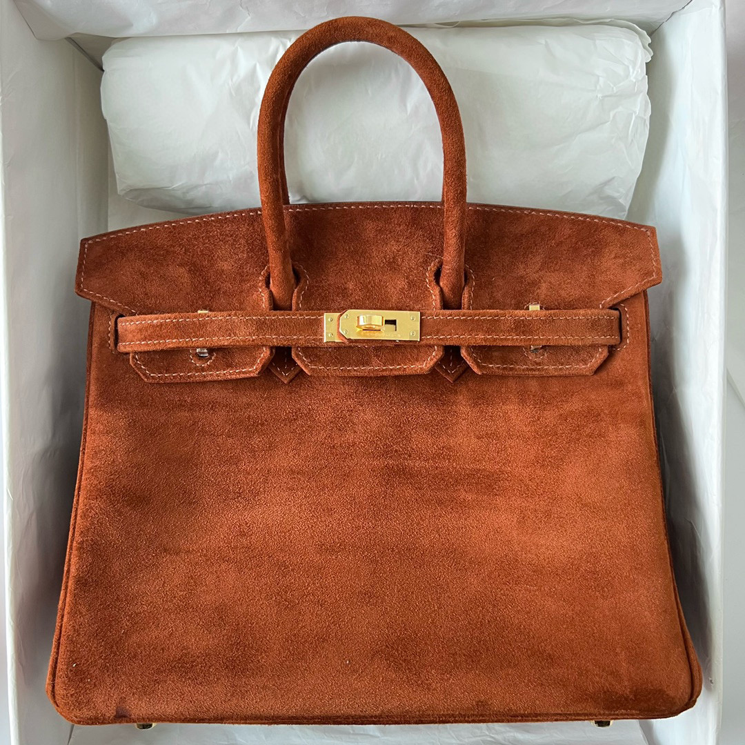 愛馬仕包包圖片專櫃 Hermes Birkin 25 Suede 進口羊皮反絨 麂皮 泰迪色