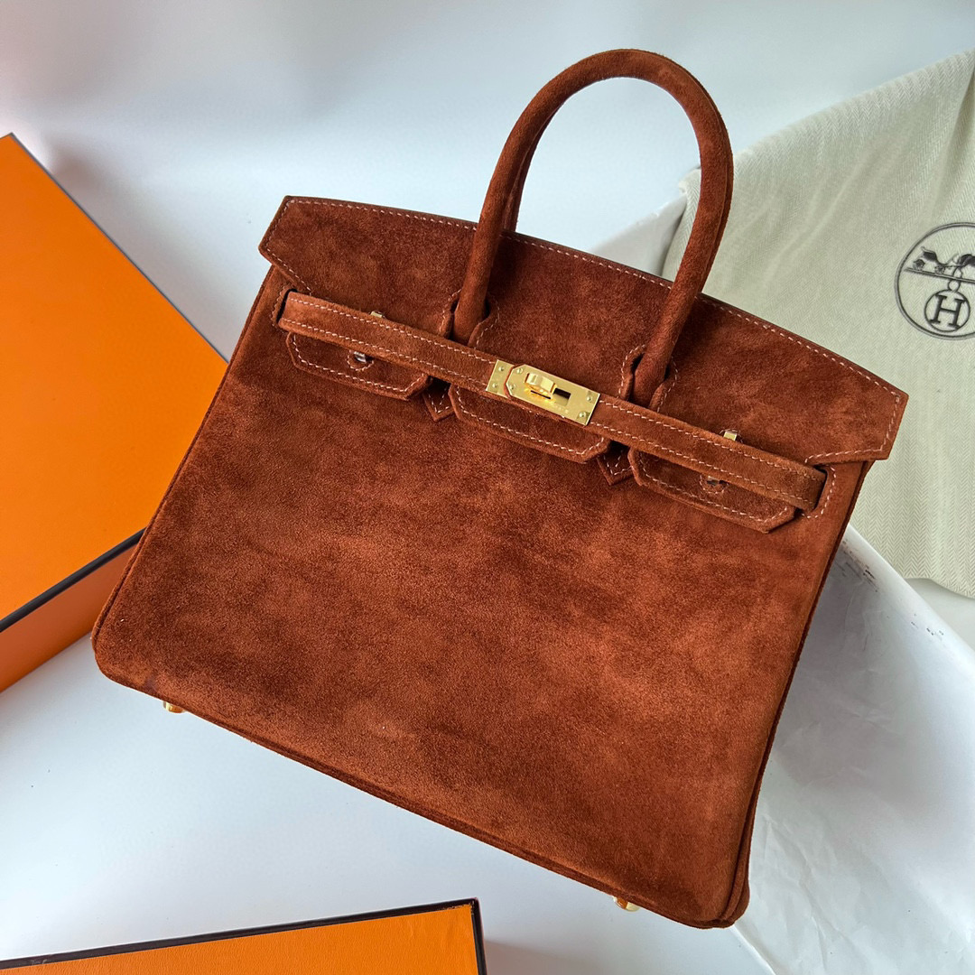 愛馬仕包包圖片專櫃 Hermes Birkin 25 Suede 進口羊皮反絨 麂皮 泰迪色