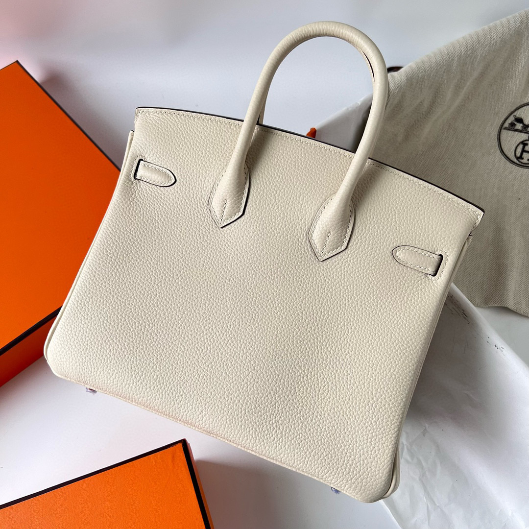 愛馬仕包包圖片價格官網 Hermes Birkin 25 Togo Nata 奶油白玫瑰金扣