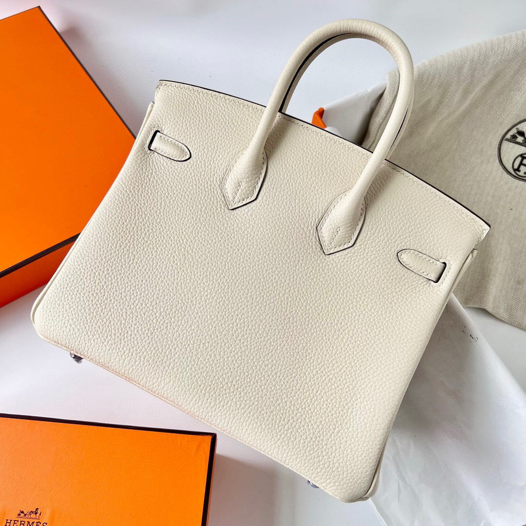 明星愛馬仕包包圖片 Hermes Birkin 25 Togo Nata 奶油白 Silver Hardware