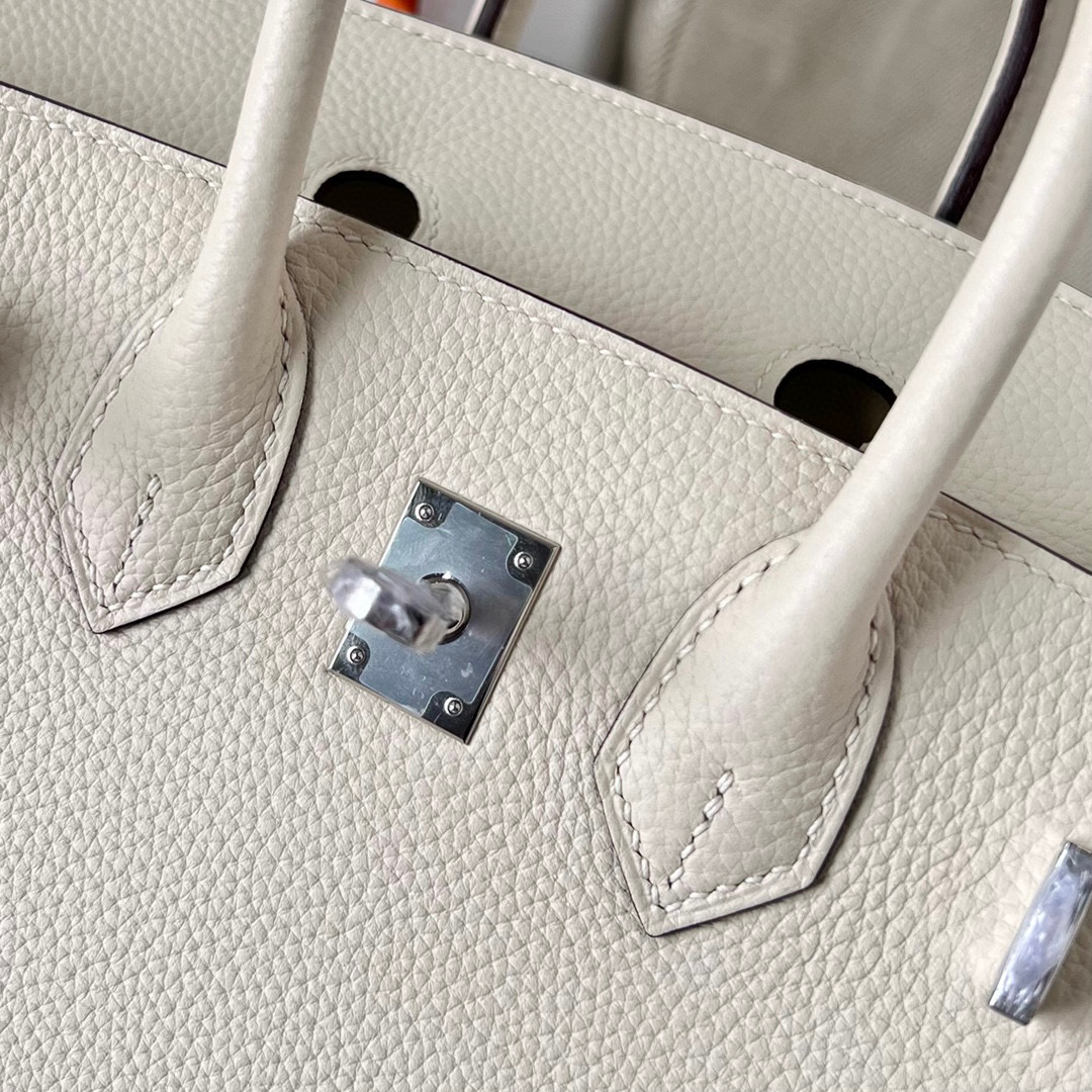 明星愛馬仕包包圖片 Hermes Birkin 25 Togo Nata 奶油白 Silver Hardware