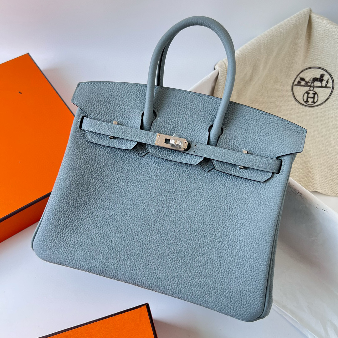 Hermes Birkin 25 Handbag J7 Bleu Lin Togo GHW