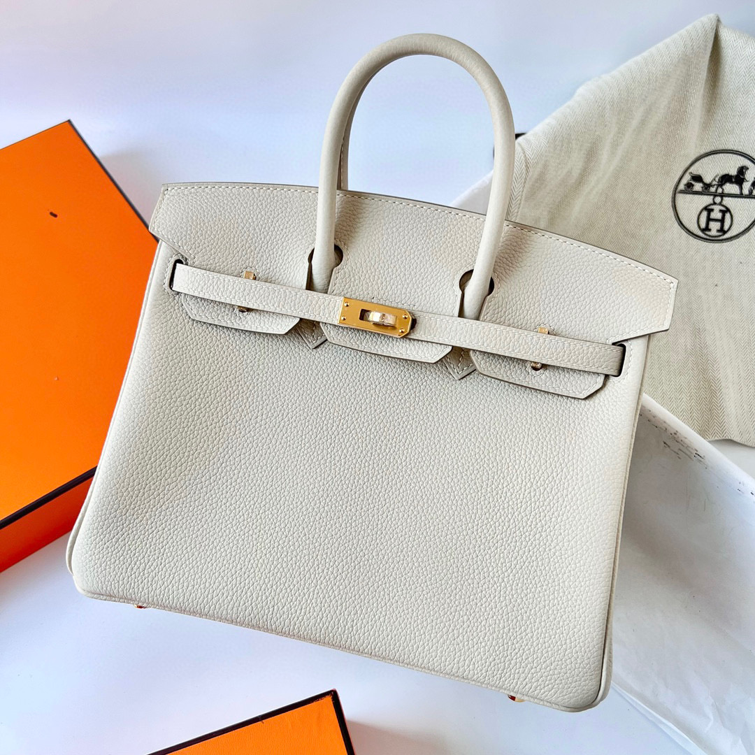 愛馬仕包包圖片專櫃 Hermes Birkin 25 Togo Craie 奶昔白 Golden Hardware