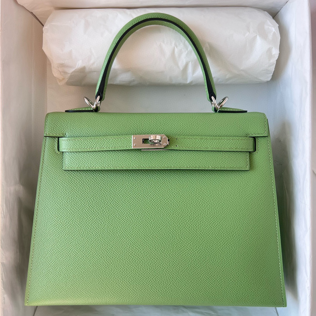 愛馬仕包包圖片 Hermès Kelly Sellier 25 Epsom Vert Criquet 牛油果綠