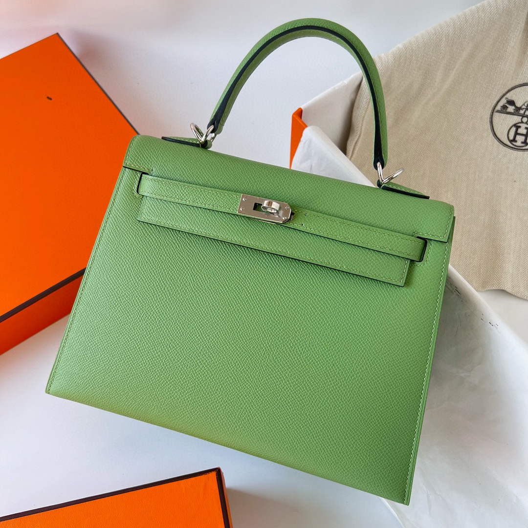 愛馬仕包包圖片 Hermès Kelly Sellier 25 Epsom Vert Criquet 牛油果綠