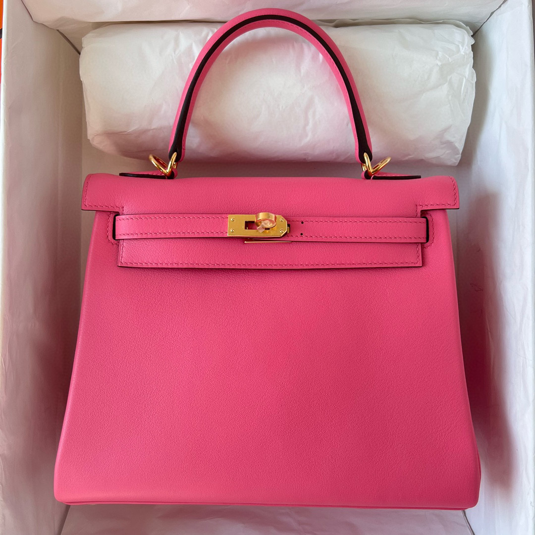 愛馬仕包包圖片價格表 Hermès Kelly Retourne 25 Swift Rose Azalee 新唇膏粉