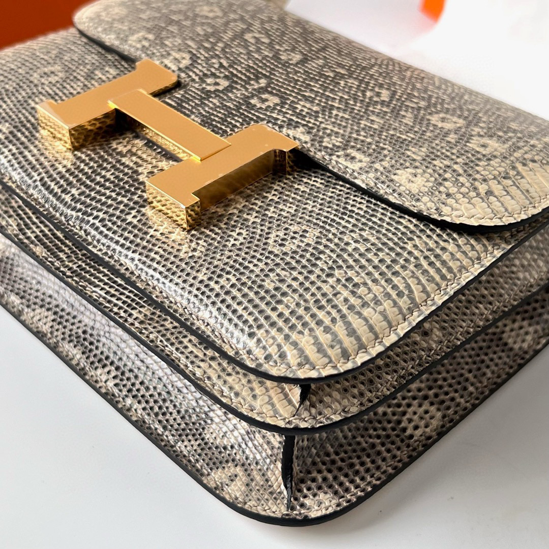 愛馬仕女包價格與圖片 Hermès Constance 18 Lizard 蜥蜴皮自然色蜥蜴