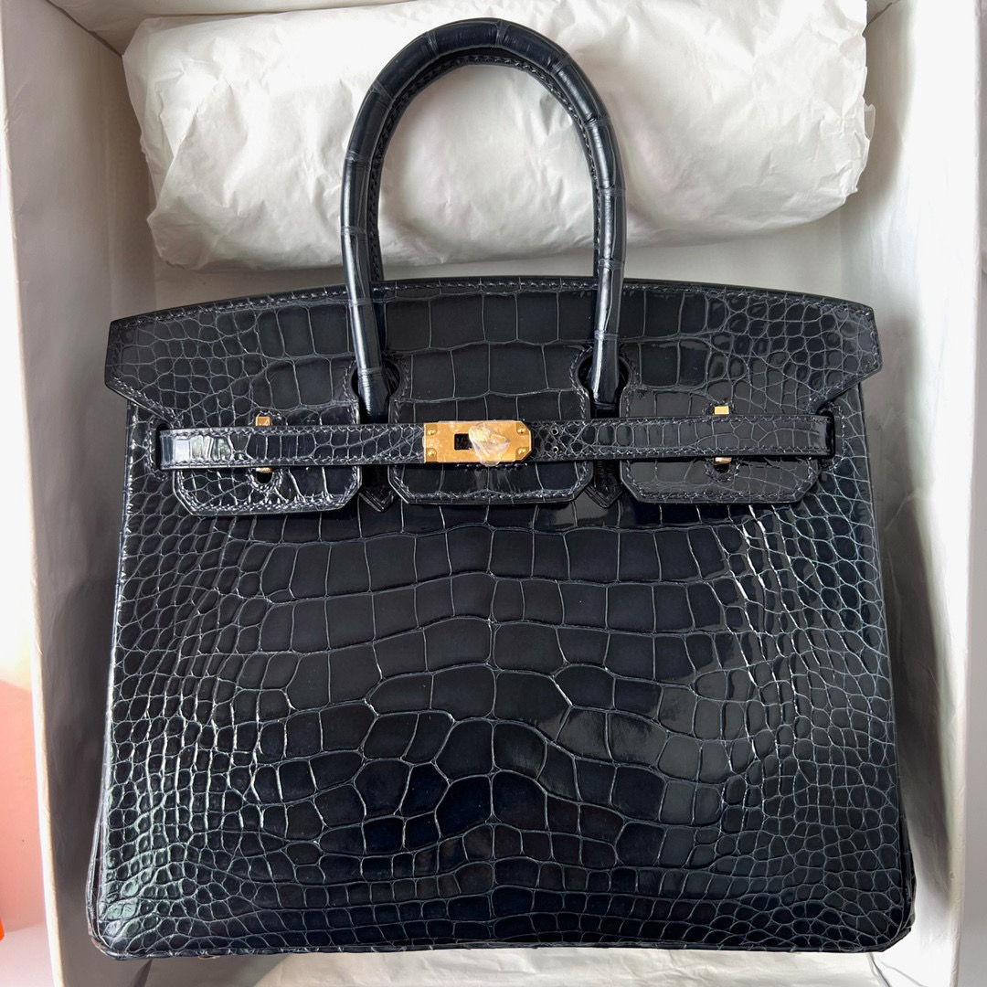 愛馬仕女包多少錢 Hermès Birkin 25 深海藍 Blue Indigo shiny alligator crocodile