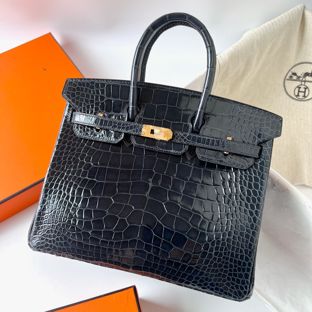 愛馬仕女包多少錢 Hermès Birkin 25 深海藍 Blue Indigo shiny alligator crocodile