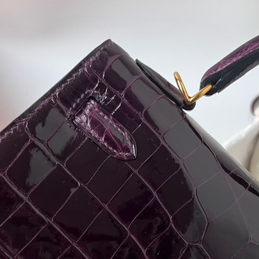愛馬仕女包價格 Hermès Kelly Sellier 25 水晶紫 Améthyste Shiny Nilo Crocodile