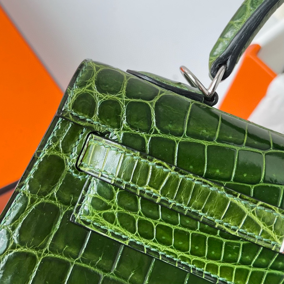 愛馬仕包包圖片價格官網 Hermès Kelly Sellier 25 Canopee 林冠綠 Nilo Crocodile