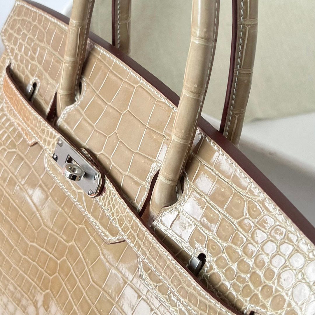 愛馬仕包包圖片 Hermès Birkin 30 beige 杏色 Shiny Porosus Crocodile