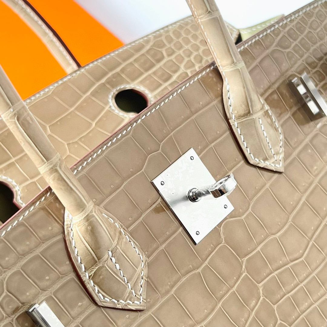 愛馬仕包包圖片 Hermès Birkin 30 beige 杏色 Shiny Porosus Crocodile