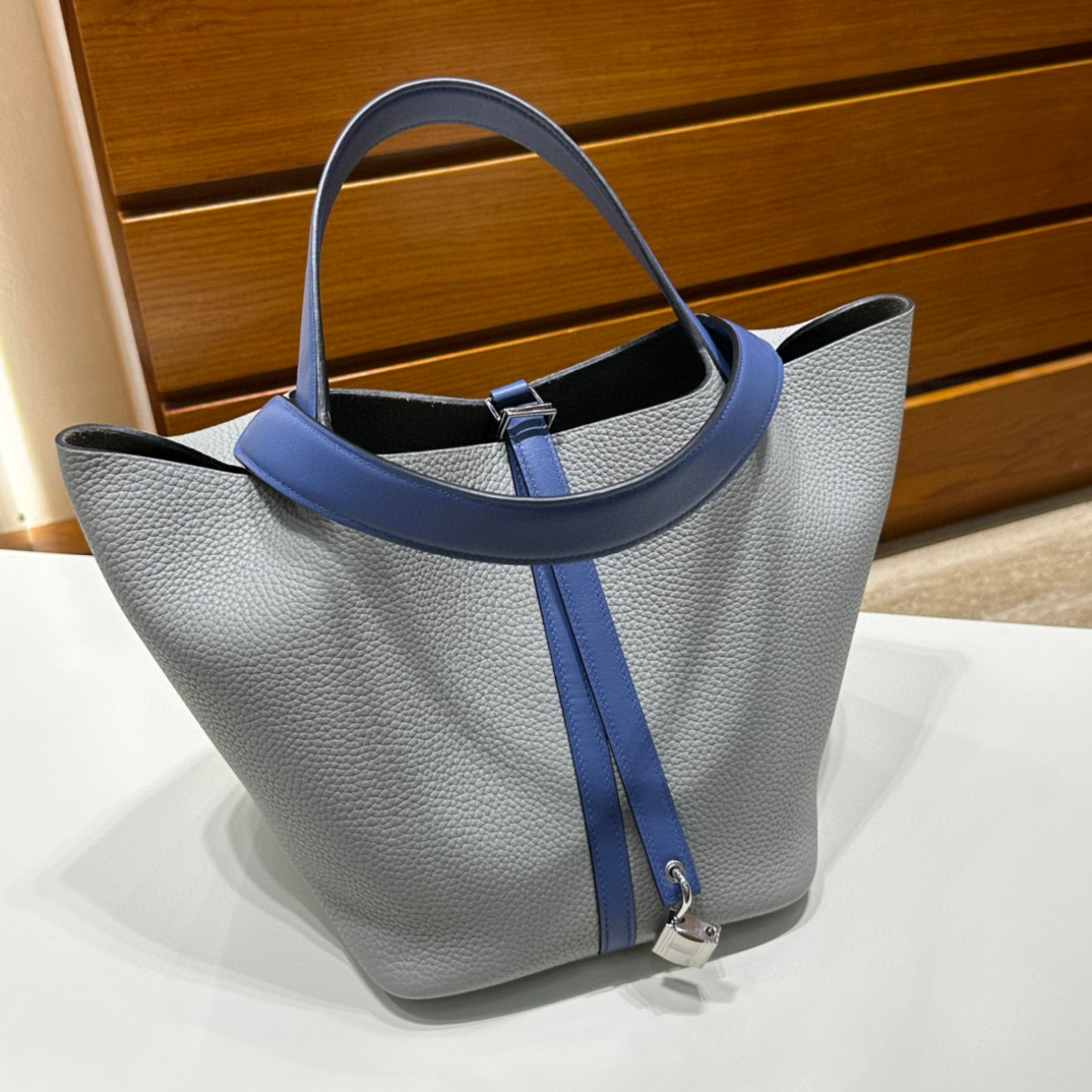 愛馬仕包包圖片大全 Hermès Picotin 22cm Clemence Girls Mouette Swift Blue agate