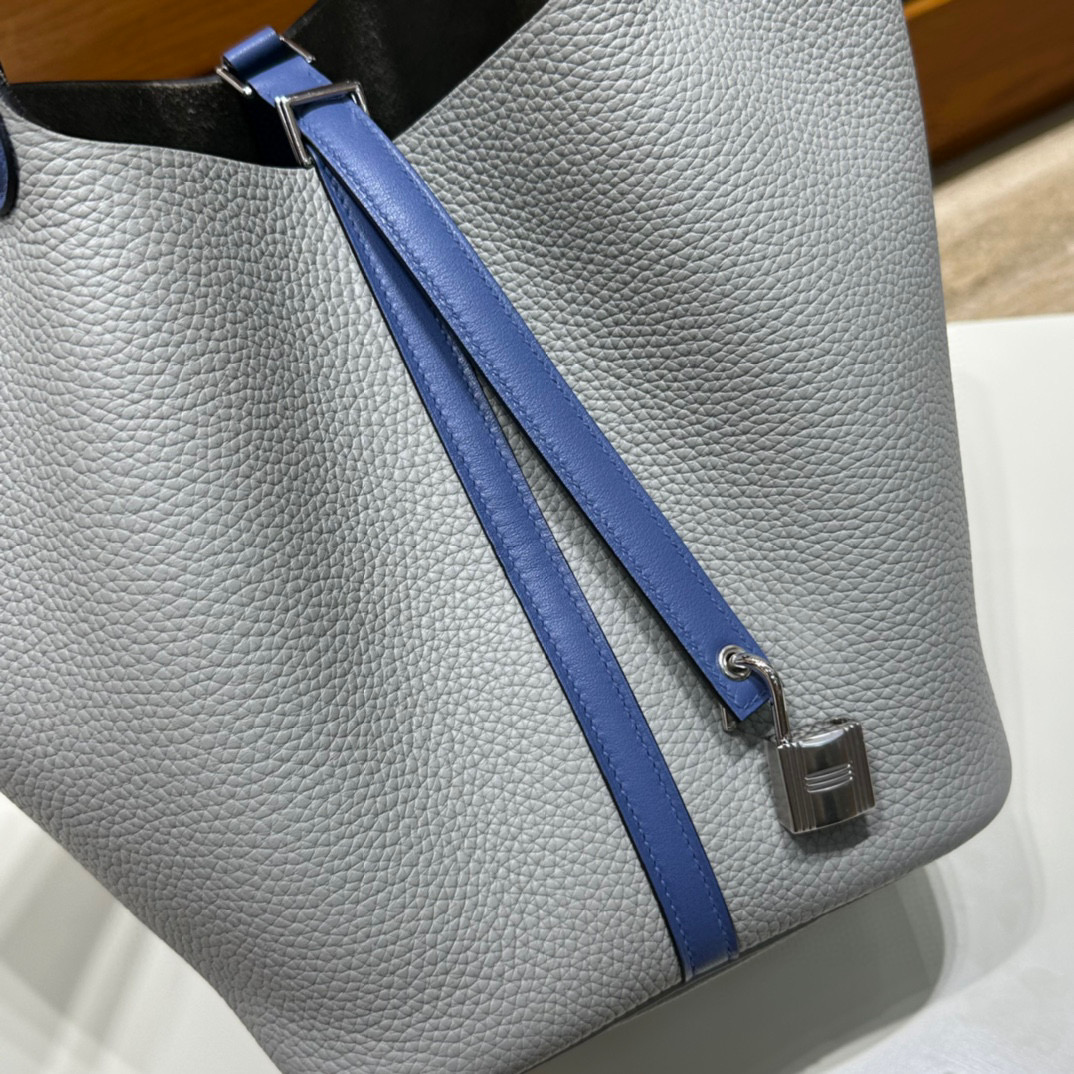 愛馬仕包包圖片大全 Hermès Picotin 22cm Clemence Girls Mouette Swift Blue agate