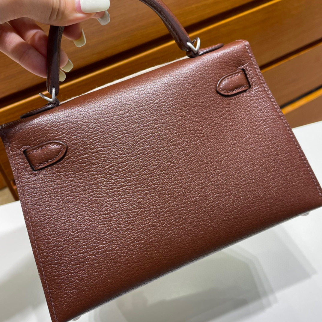 Hermes Kelly Sellier 20 Chevre CK41 Havane哈瓦那咖啡色内拼柠檬黄磨砂银扣