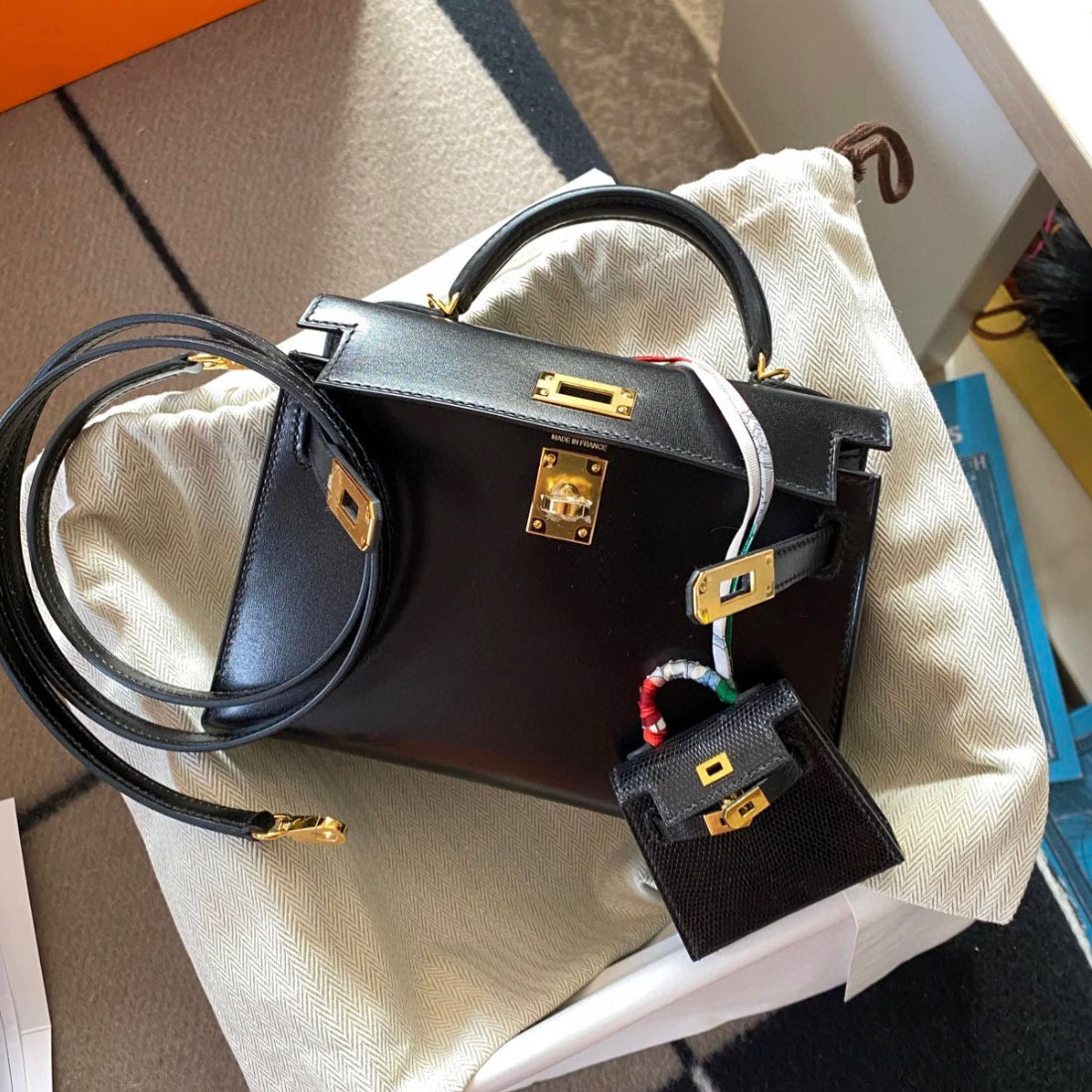 愛馬仕包包 Hermes Kelly Sellier 20 Boxcalf CK89黑色 Silver Hardware