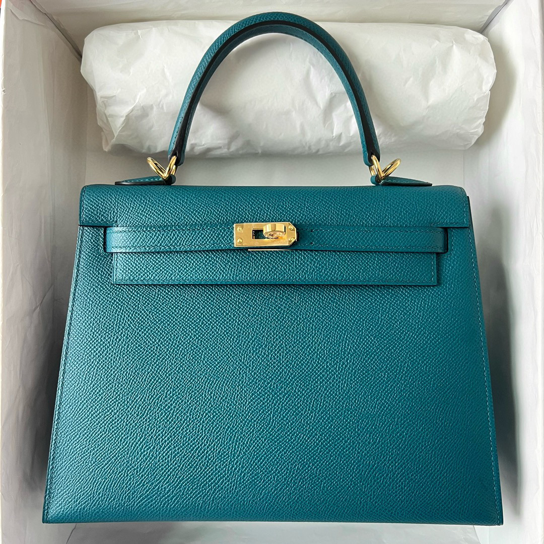 愛馬仕女包多少錢一個正品 Hermès Kelly Sellier 25 Epsom Vert Bosphore 博斯普魯斯綠