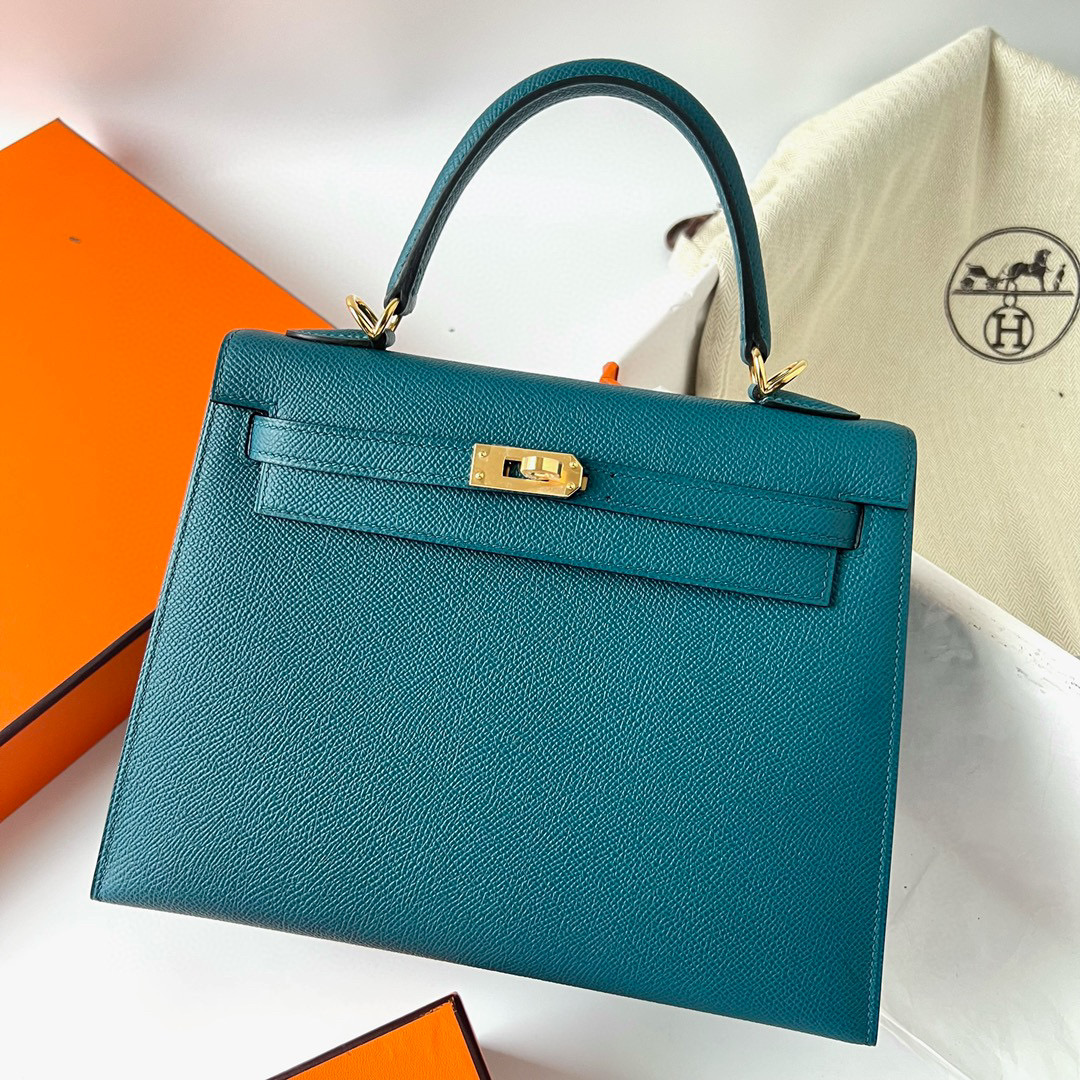 愛馬仕女包多少錢一個正品 Hermès Kelly Sellier 25 Epsom Vert Bosphore 博斯普魯斯綠