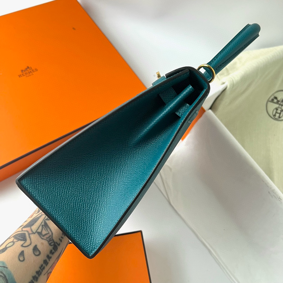 愛馬仕女包多少錢一個正品 Hermès Kelly Sellier 25 Epsom Vert Bosphore 博斯普魯斯綠