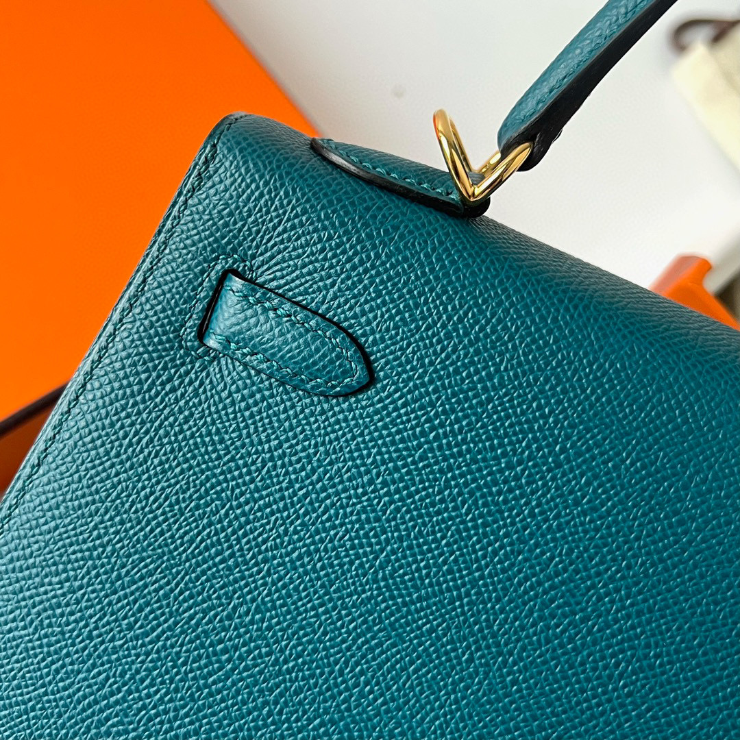 愛馬仕女包多少錢一個正品 Hermès Kelly Sellier 25 Epsom Vert Bosphore 博斯普魯斯綠