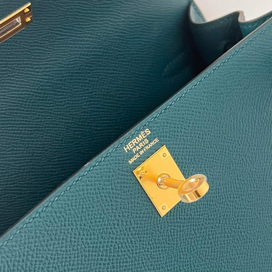 愛馬仕女包多少錢一個正品 Hermès Kelly Sellier 25 Epsom Vert Bosphore 博斯普魯斯綠