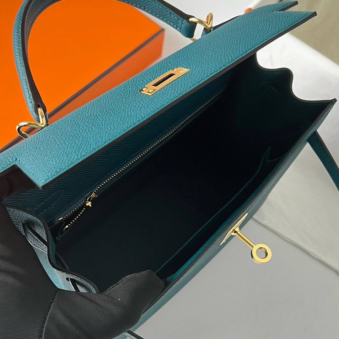 愛馬仕女包多少錢一個正品 Hermès Kelly Sellier 25 Epsom Vert Bosphore 博斯普魯斯綠