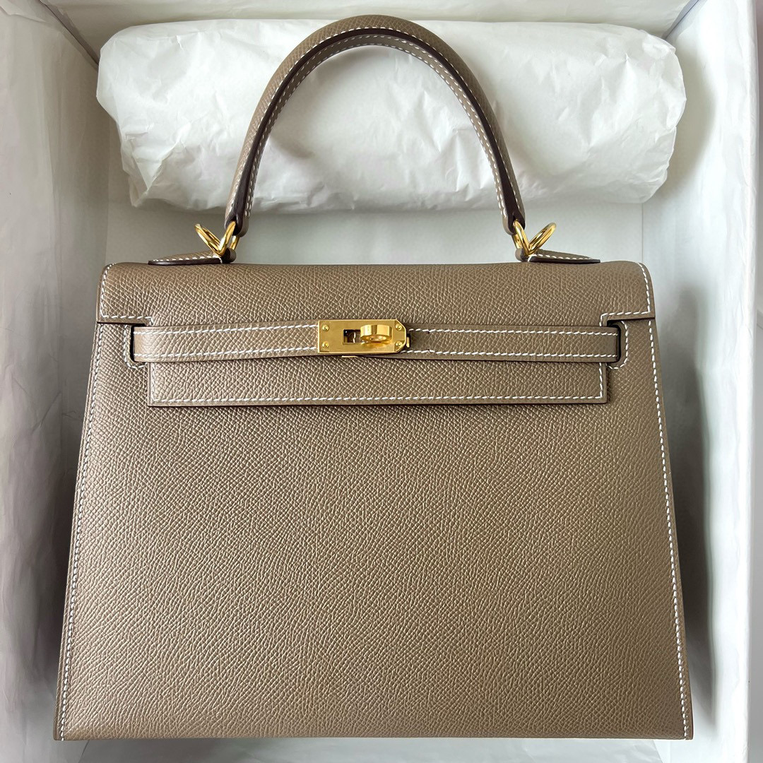 愛馬仕女包Kelly價格 Hermès Kelly Sellier 25 Epsom Etoupe 大象灰 Golden Hardware